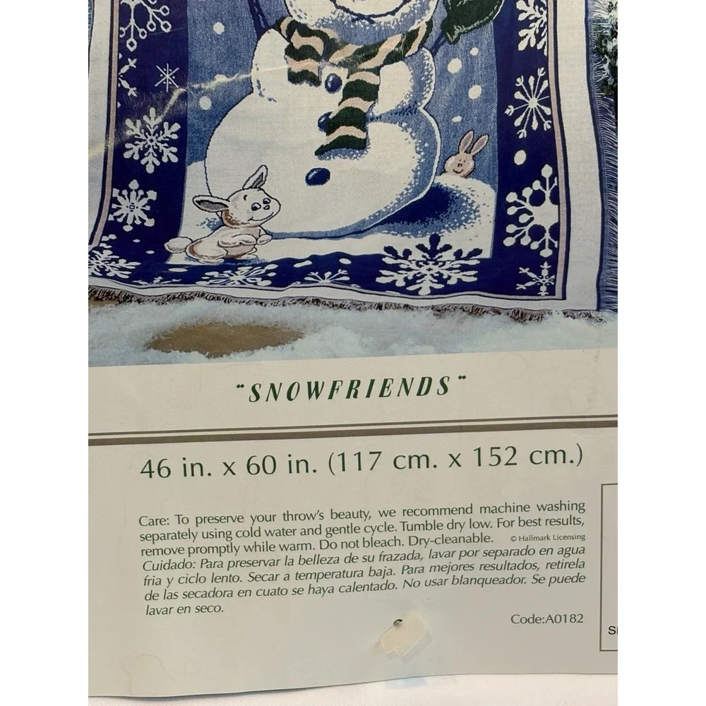Crown Crafts Jacquard Woven Throw Christmas Theme, NIP, 46 x 60 Snowman